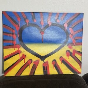 Hearts Of Hope "Peace" Abstract Layering Canvas Painting Alejandro Rojas Salazar